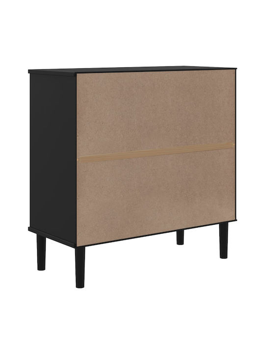 Μπουφές Black / Ratan 80x35x80cm