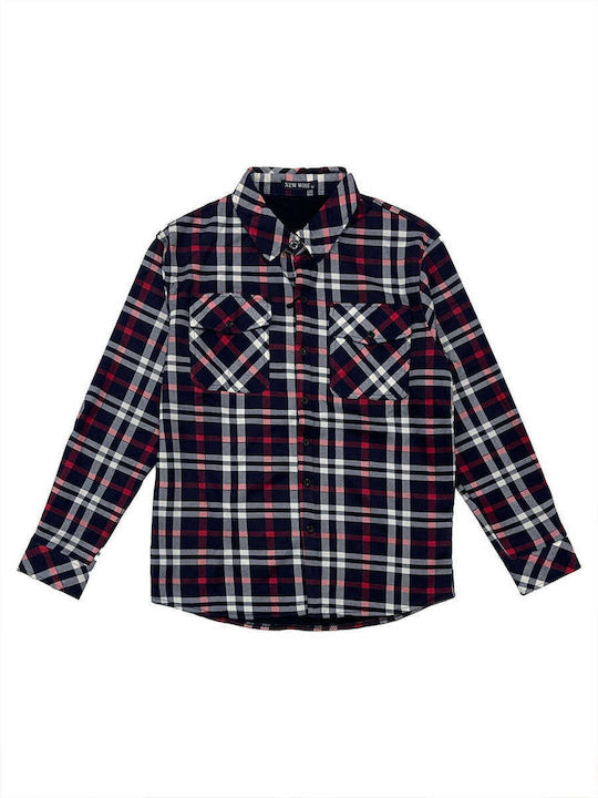 Ustyle Men's Shirt Long Sleeve Checked Red