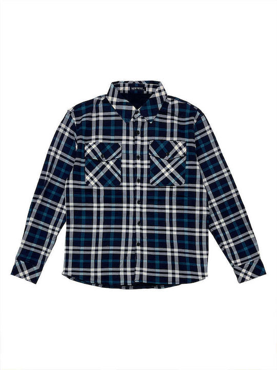 Ustyle Men's Shirt Long Sleeve Checked Turquoise