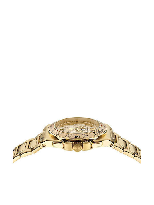 Versace Greca Extreme Ανδρικό Ρολόι Χρονογράφος Μπαταρίας με Χρυσό Μεταλλικό Μπρασελέ