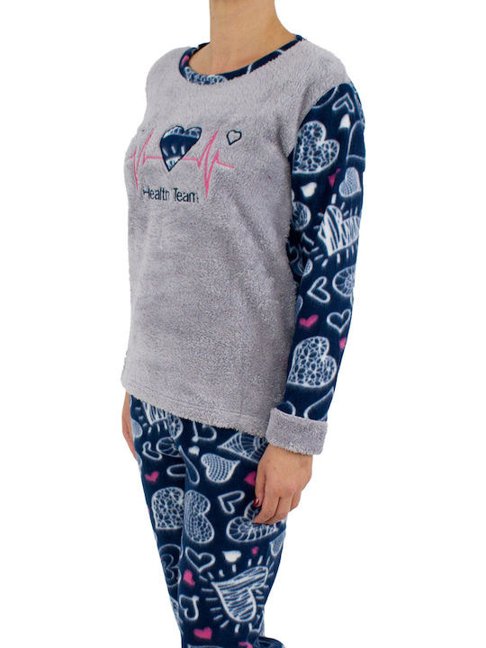 Bonito Winter Women's Pyjama Set Fleece Grey