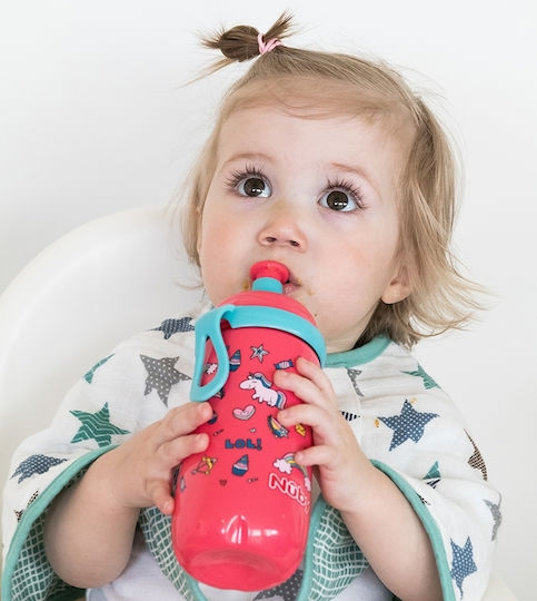 Nuby Kids Water Bottle Unicorn with Pop-Up Cap Pink 360ml