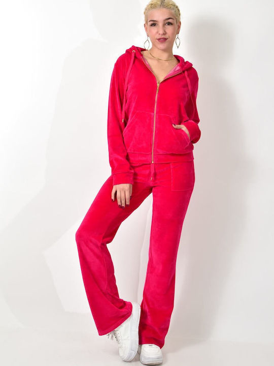 Jogginganzug Samt Fuchsia