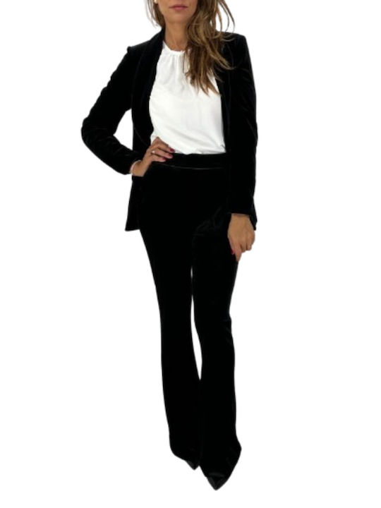 Fracomina Blazer pentru femei Catifea Sacou Black