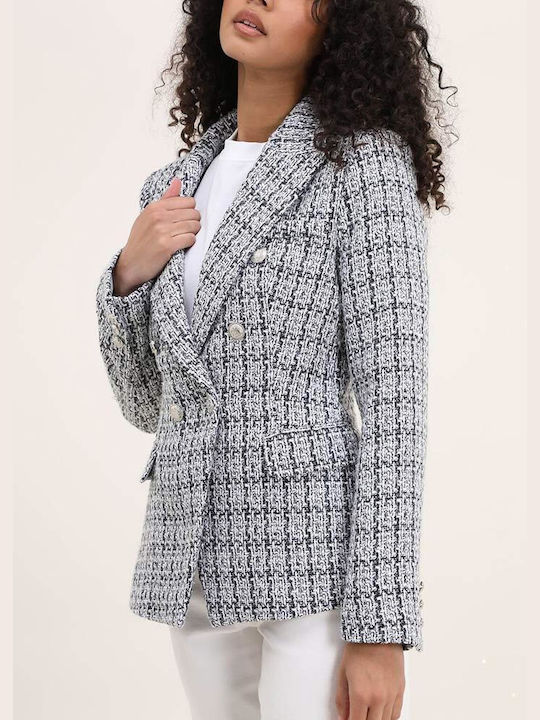 Cuca Blazer pentru femei Tweed Sacou Grey.