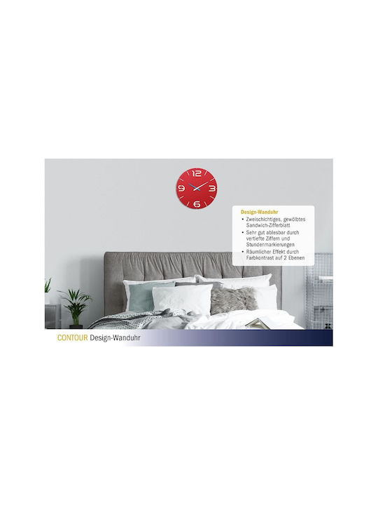 TFA Clock Ρολόι Τοίχου Πλαστικό Κόκκινο Ø35cm