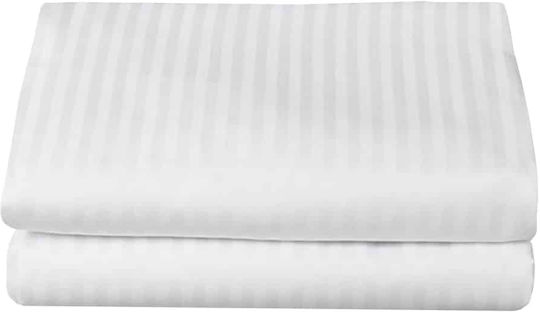 Astron Italy Hotel Sheet Fitted White Single 160x200cm Cotton & Polyester 1pcs