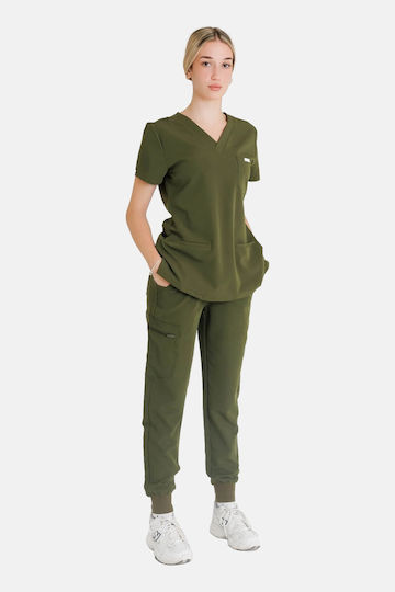 Dr. Scrub Γυναικεία Ιατρική Μπλούζα Χακί