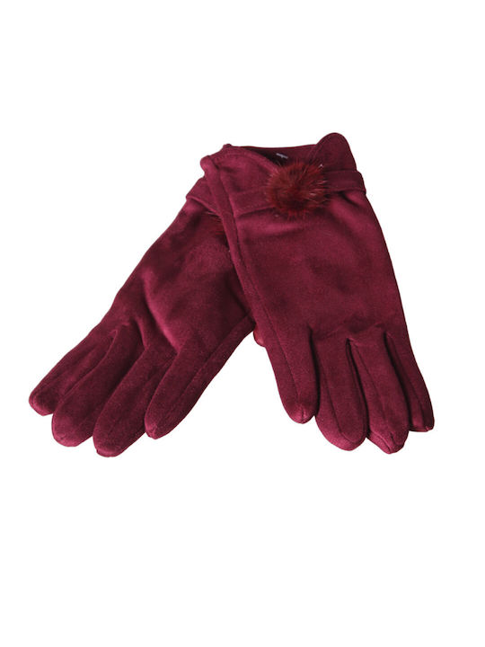 Women's Leather Touch Gloves Burgundy