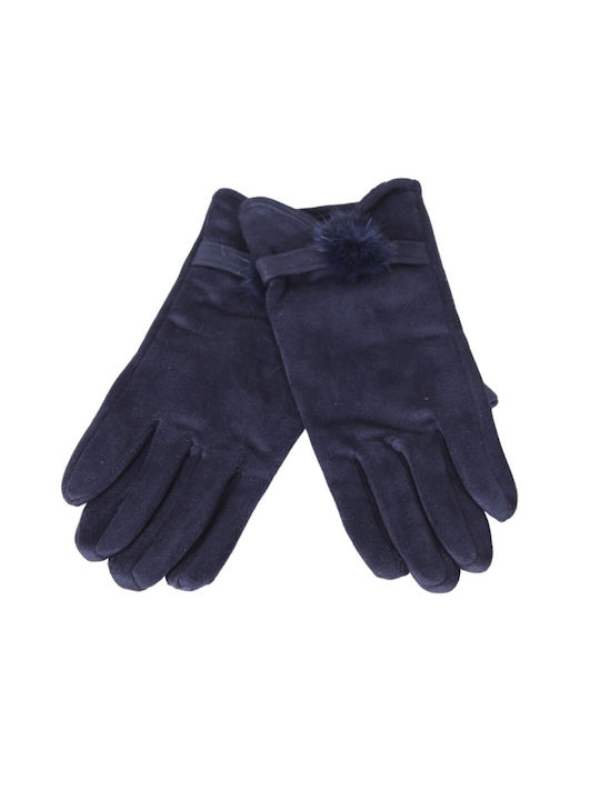 Women's Leather Touch Gloves Navy Blue