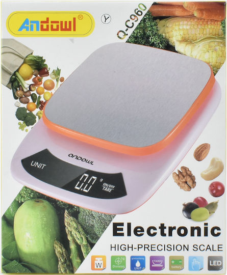 Andowl Qc960 Ψηφιακή Ζυγαριά Κουζίνας έως 3kg Πορτοκαλί
