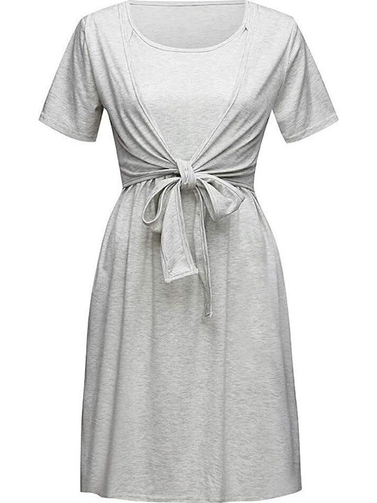 Summer Short Sleeve Maternity Dress grey