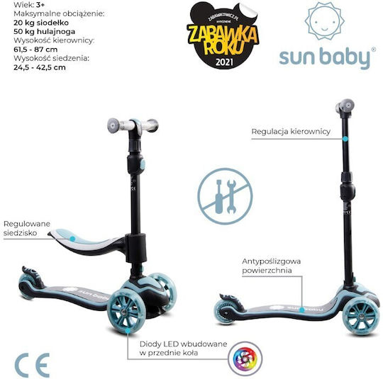 Sun Baby Scuter Copii 3 Roți Cu Scaun Pentru 3+ Ani Albastru Deschis