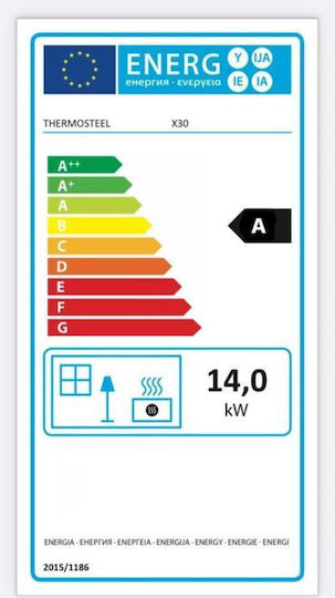 Thermosteel X30 Χαλύβδινη Ξυλόσομπα 14kW Γκρι
