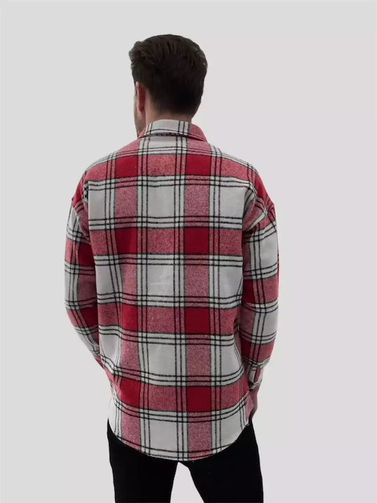 Maxi Black Men's Shirt Long Sleeve Checked Red