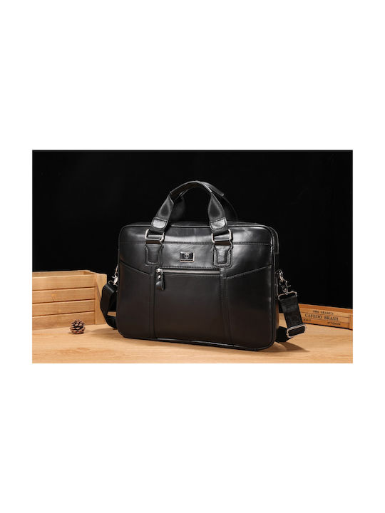 Bull Captain Leather Men's Briefcase Black