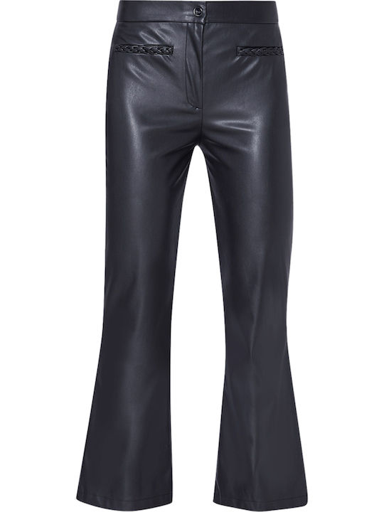 Damen Stoff Hose Schlag Nero