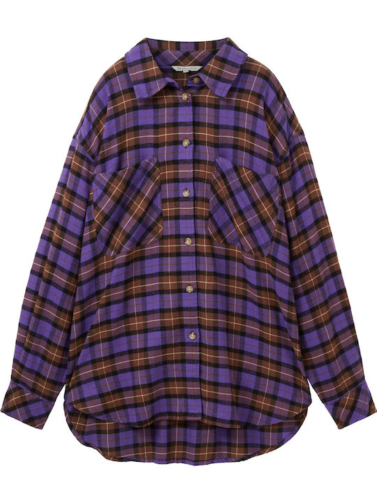 Μακρυμάνικο Γυναικείο Πουκάμισο Lilac (32415) Καρό