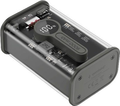 Gembird Power Bank 9000mAh 18W με Θύρα USB-A και Θύρα USB-C Quick Charge 3.0 Διάφανο