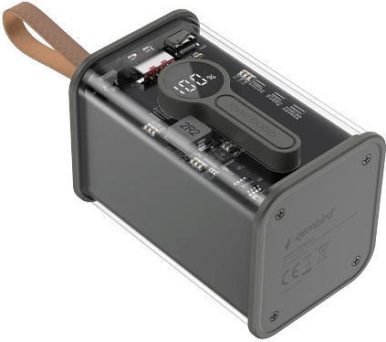 Gembird Power Bank 18000mAh 18W με Θύρα USB-A και Θύρα USB-C Quick Charge 3.0 Διάφανο