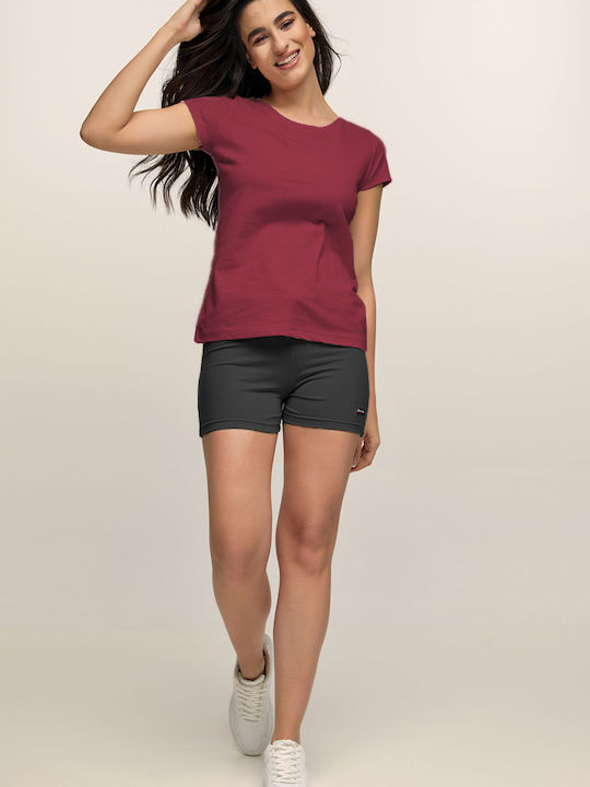 # Women's Blouse Cotton Short Sleeve Burgundy