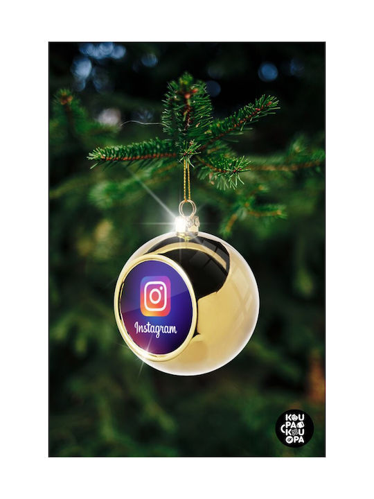 Instagram Ornament de Crăciun Bilă Aur cu Pulbere de Aur cu Paiete