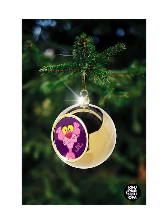 Pink Panther Cartoon Christmas Ball Ornament Gold