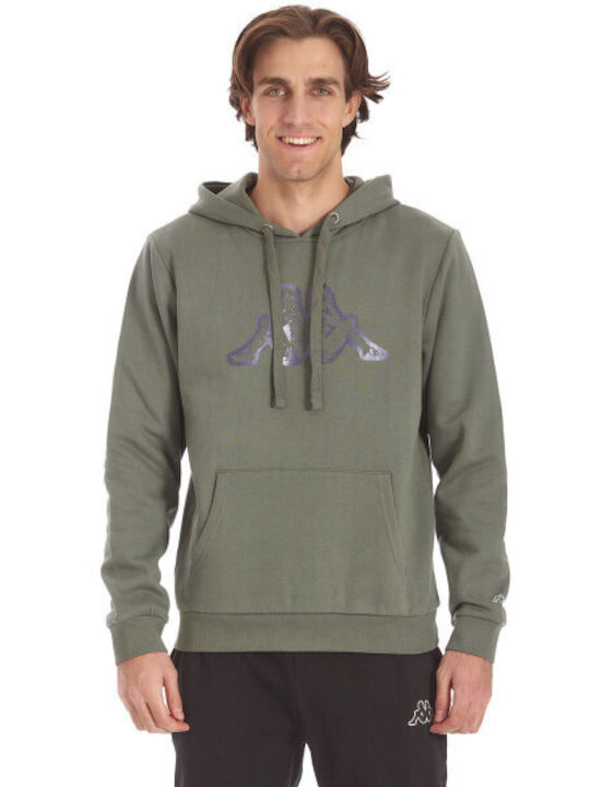 Kappa Men's Sweatshirt with Hood and Pockets GREEN