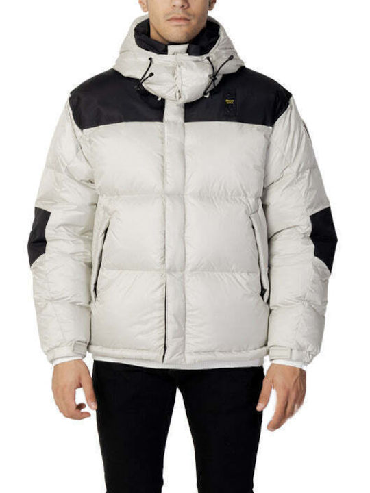 Blauer Herren Winter Jacke Lässig Beige