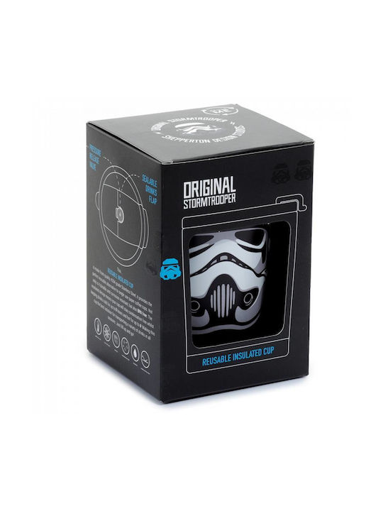 Puckator Stormtrooper Κούπα Μεταλλική με Καπάκι Μαύρη 300ml