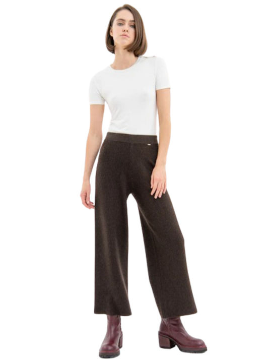 Fracomina Femei Tesatura Capri Pantaloni Brown