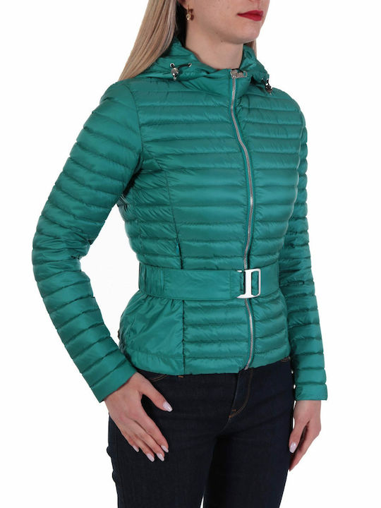 Colmar Women's Short Puffer Jacket for Winter with Hood Green