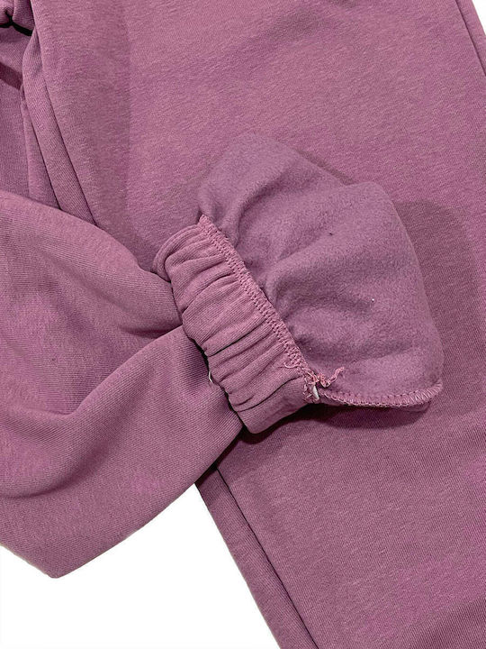 Παντελόνι Φόρμας με Λάστιχο Fleece Λιλα
