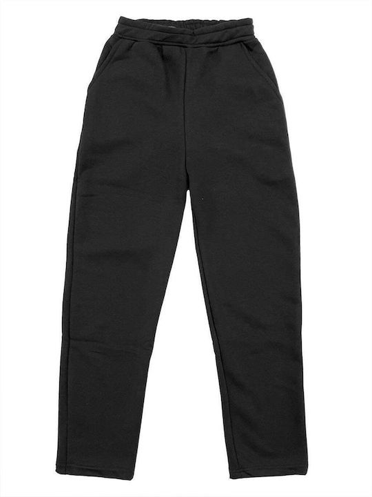 Παντελόνι Φόρμας με Λάστιχο Fleece Μαυρο