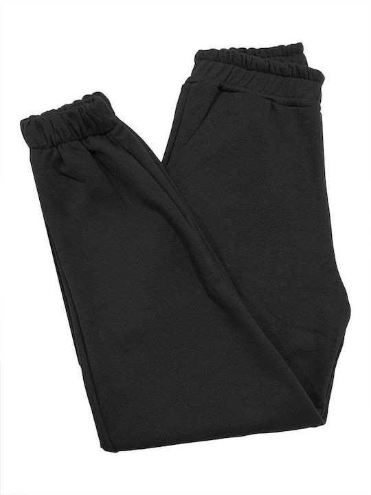 Παντελόνι Φόρμας με Λάστιχο Fleece Μαυρο