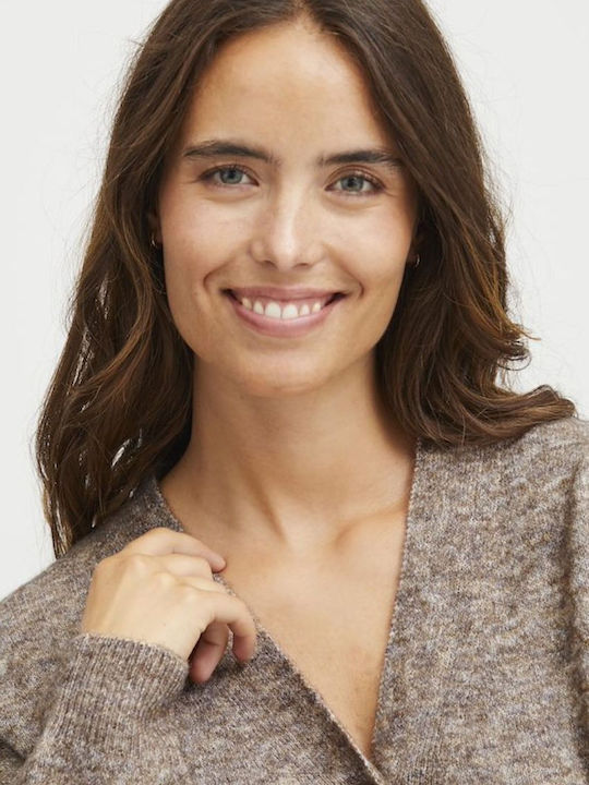 Women's Cardigan with Buttons Brown