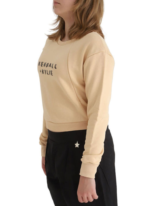 Kendall + Kylie Μπλούζα Μπλούζα Μακρυμάνικη Kendal + Kylie Crew Neck Destroyed KKW3911626-BEIGE Γυναικείο BEIGE