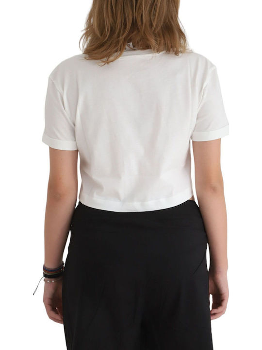 Γυναικείο Crop Top Κοντομάνικο Off White