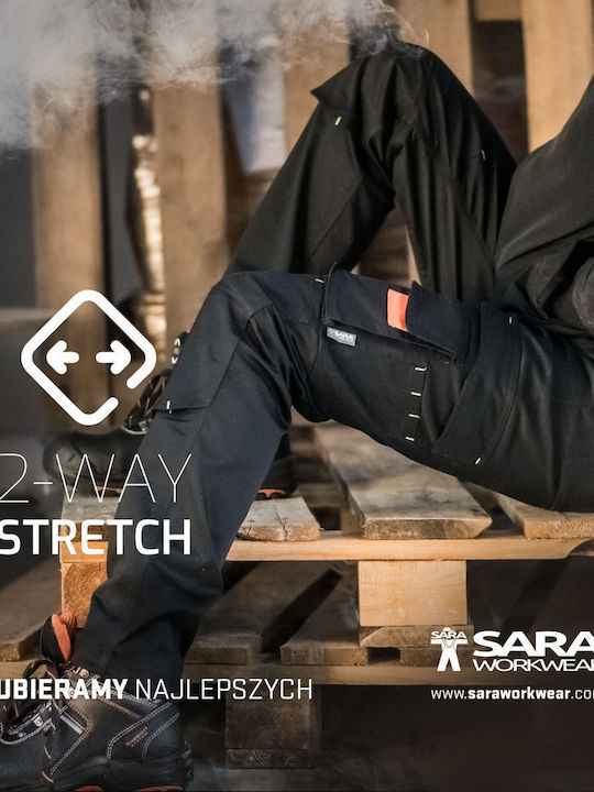 Sara Workwear Actiflex Παντελόνι Εργασίας Μαύρο