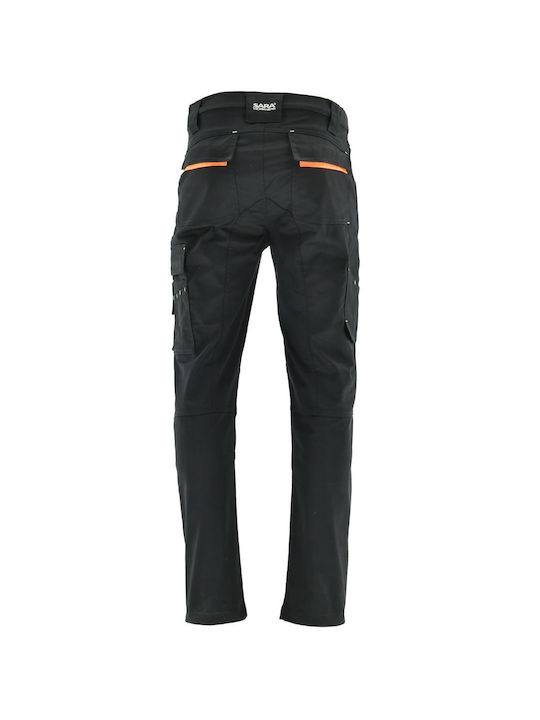 Sara Workwear Actiflex Παντελόνι Εργασίας Μαύρο