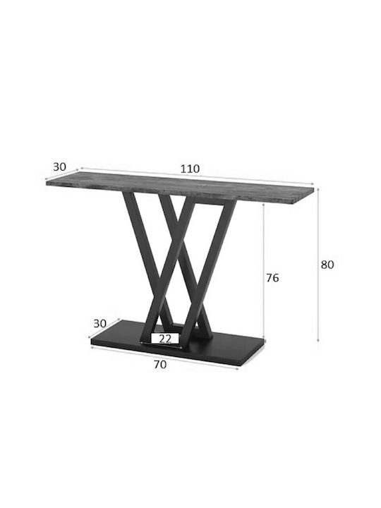 Wirmo Wooden Console Walnut Black L110xW30xH80cm