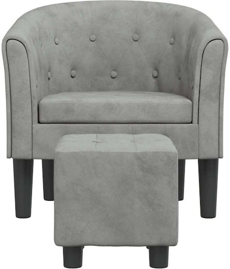 Sessel mit Fußhocker Samt Light Grey 70x56x68cm