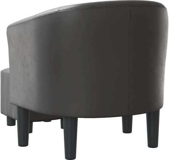 Sessel mit Fußhocker aus Kunstleder Grey 70x56x68cm