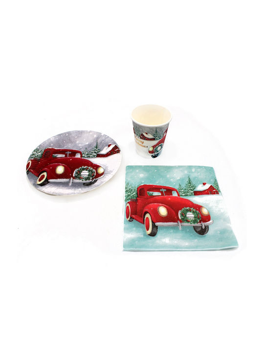 Set Christmas Plates Red single-use D23.5cm 10pcs