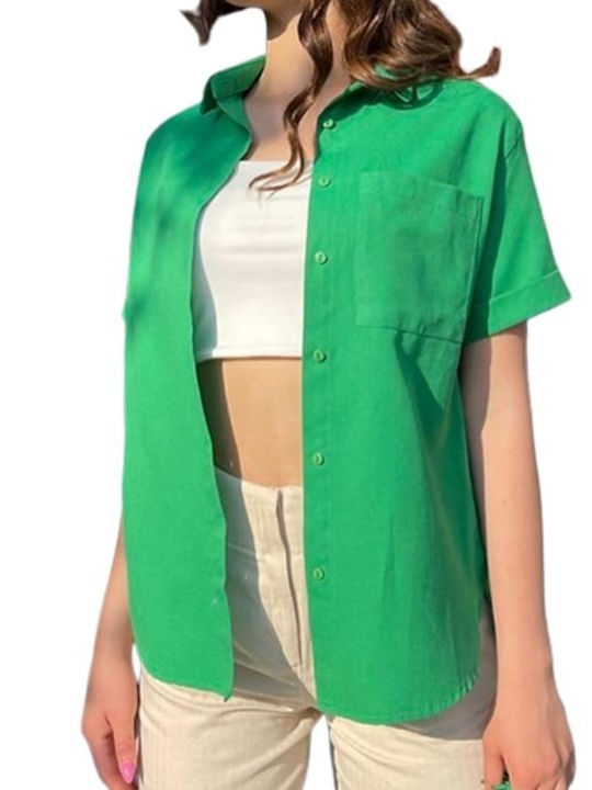 Women's Short Sleeve Shirt Green (Green)