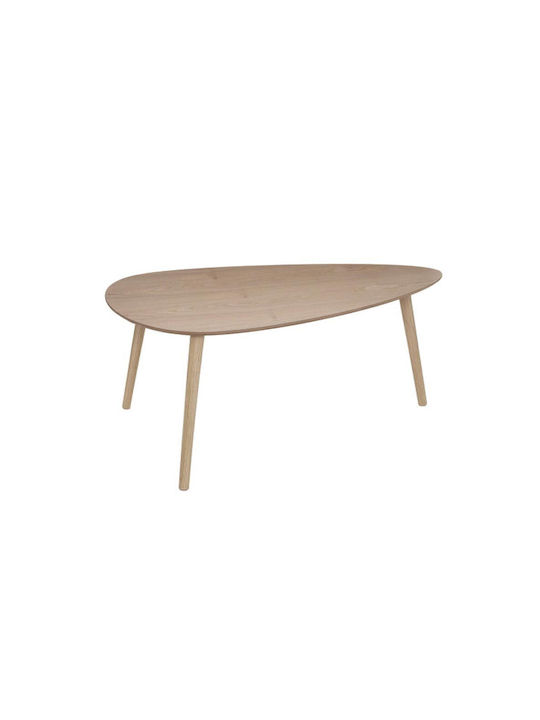Oval Central Coffee Table Made of Solid Wood Beige 2 Pieces W98xL60xH51.5cm