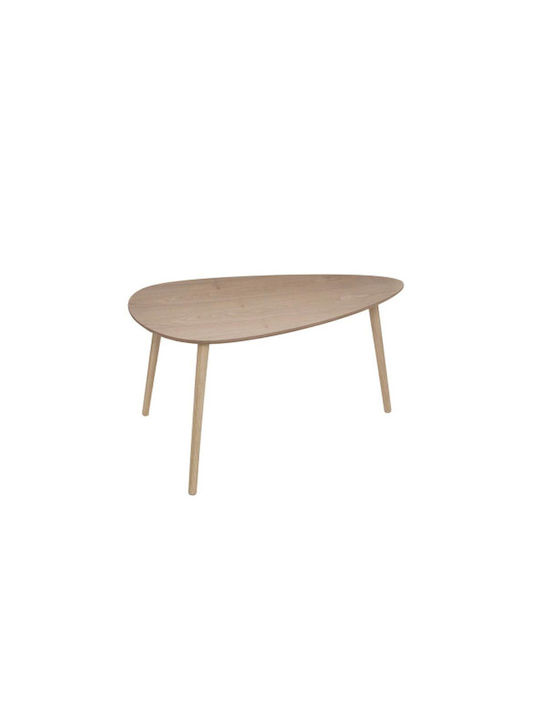 Oval Central Coffee Table Made of Solid Wood Beige 2 Pieces W98xL60xH51.5cm