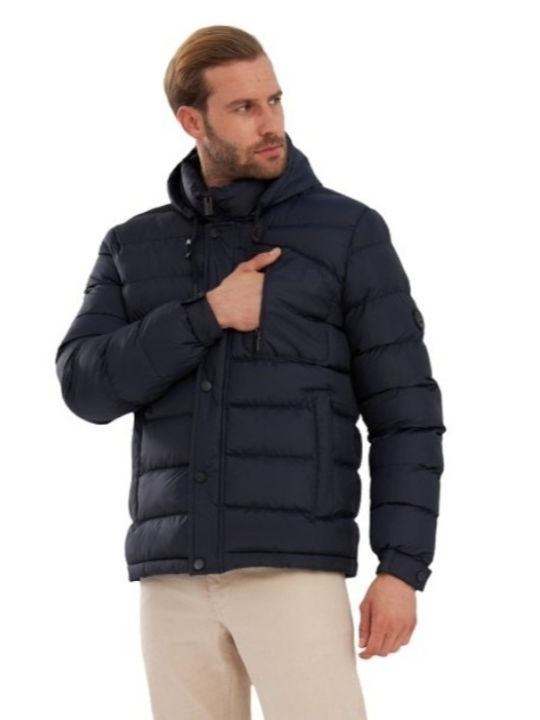 Αποσπωμενη Men's Winter Puffer Jacket Blue