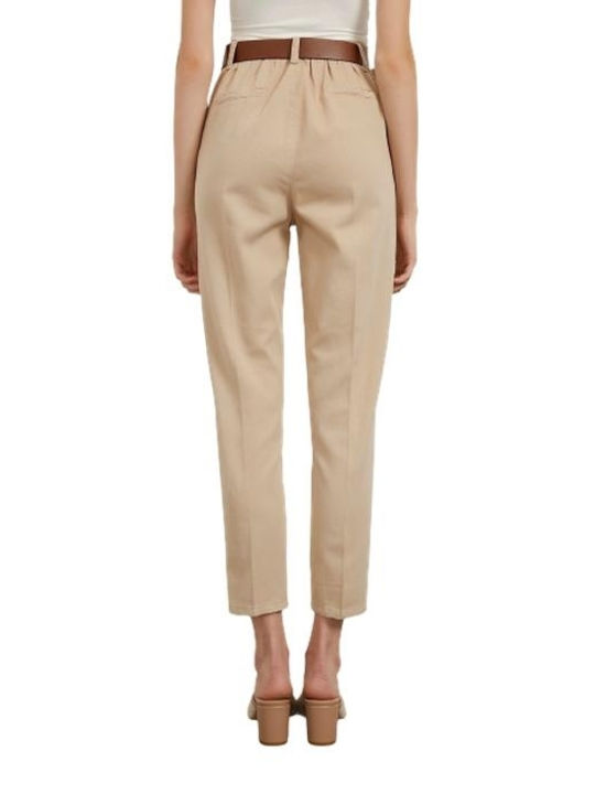 Women's Chino Trousers with Elastic Beige
