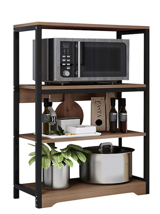 ArteLibre Kitchen Rack Wooden Brown 3 Slots 60x30x100cm